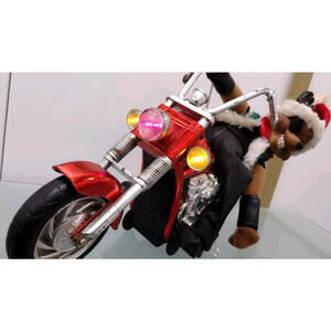 Christmas Biker Reindeer on Motorcycle Display Happy Holidays Ho Ho Ho